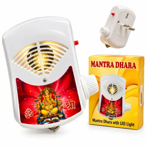Mantra Dhara with LED Light – 21 Mantra Devotional Player for Puja Room & Home