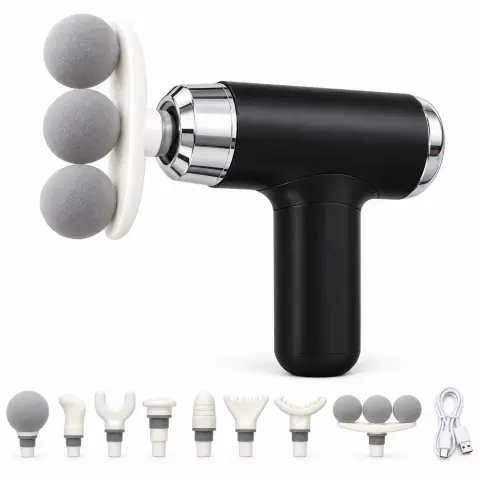 BlueIdea BLD-100 Massage Gun – 9 Interchangeable Massage Heads, 25W Motor, Rechargeable & Type-C Charging