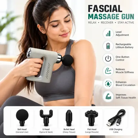 KH-740 Fascia Massage Gun – Rechargeable Deep Tissue Massager with Adjustable Intensity & Lithium Battery