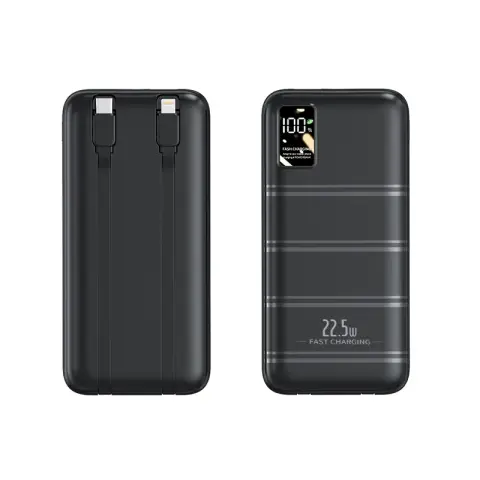 MBT 501 10,000mAh Power Bank – 22.5W Fast Charging, Built-in Type-C & Lightning Cables, Digital Display