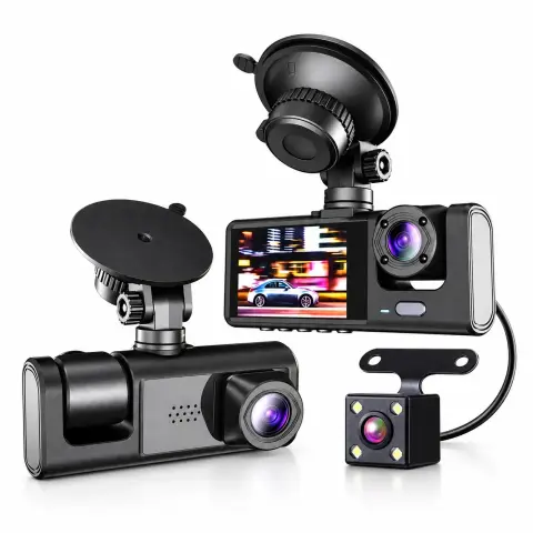 FS-11 3-Lens Car Dash Camera – Full HD 1080P DVR with Front & Rear View, 170° Wide Angle, Night Vision & G-Sensor