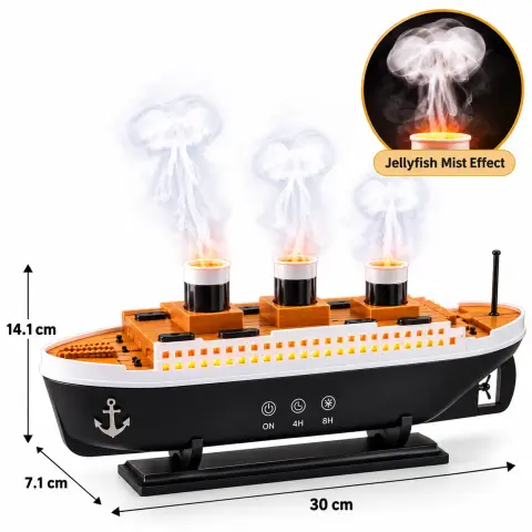 Premium Jellyfish Ship Aroma Diffuser – 250ml Essential Oil Diffuser with Mist Effect, Remote Control & 4H/8H Timer