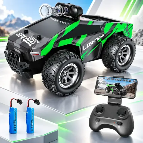 Lightning RC Camera Car 2.4GHz – HD Camera, Smartphone Viewing, LED Lights & Remote Control