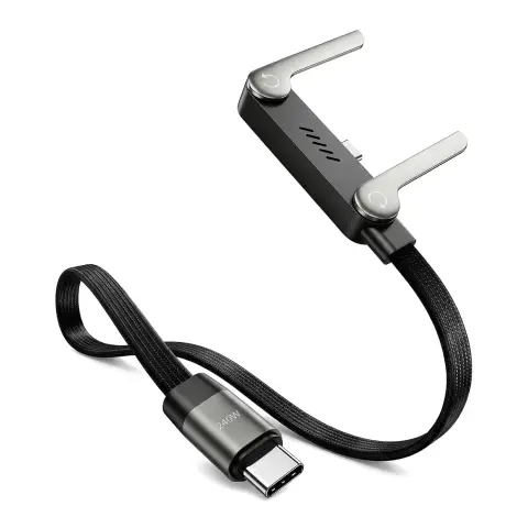 240W USB-C to USB-C Fast Charging Cable with Foldable Phone Stand – Braided Type-C Cable for Compatible Devices