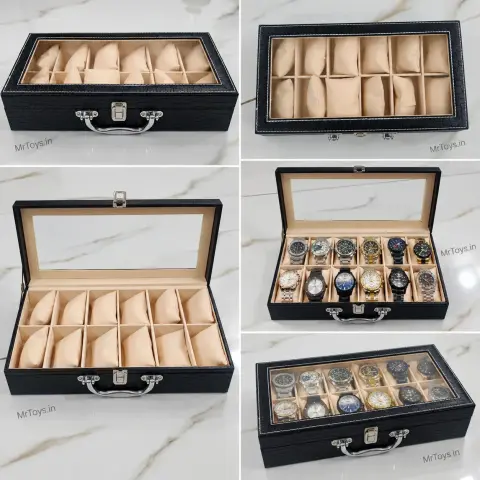Premium 12 Grids Watch Box Organizer Watch Storage Case