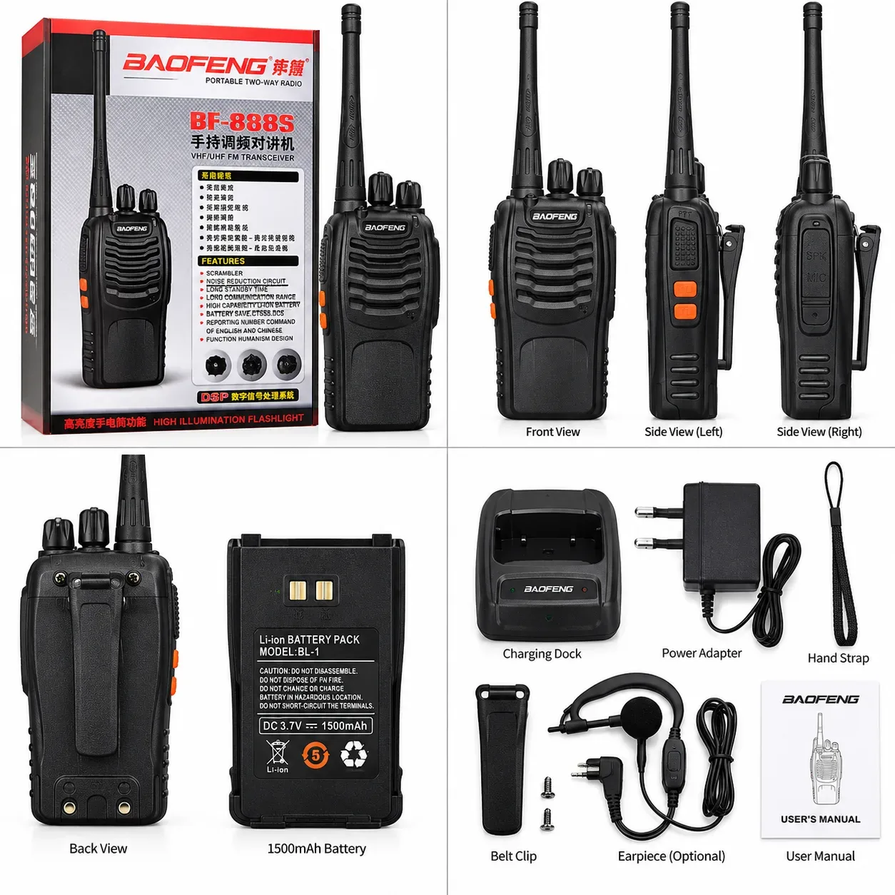 Baofeng BF-888S Portable Two-Way Radio – VHF/UHF FM Walkie Talkie with Long Standby, Li-Ion Battery & LED Flashlight