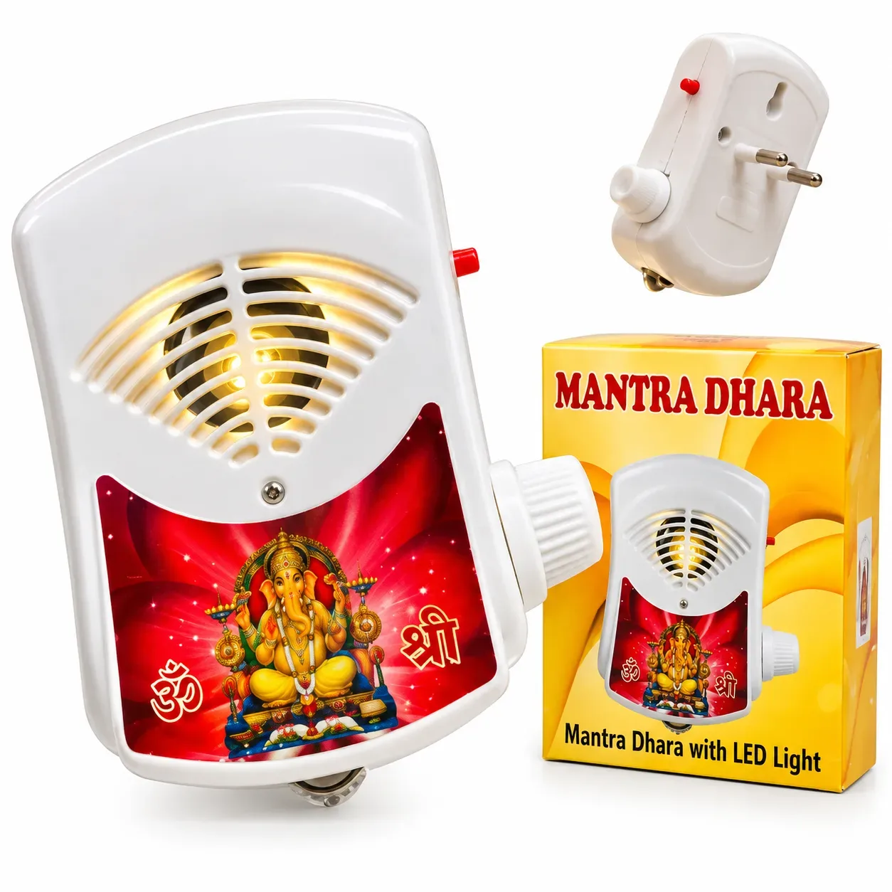 Mantra Dhara with LED Light – 21 Mantra Devotional Player for Puja Room & Home