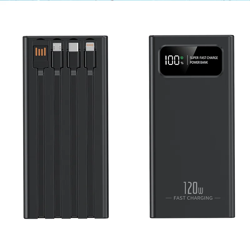 10,000mAh Power Bank with Built-in 4-in-1 Cables – Digital Display, Fast Charging & Multi-Device Support -MBT - 503