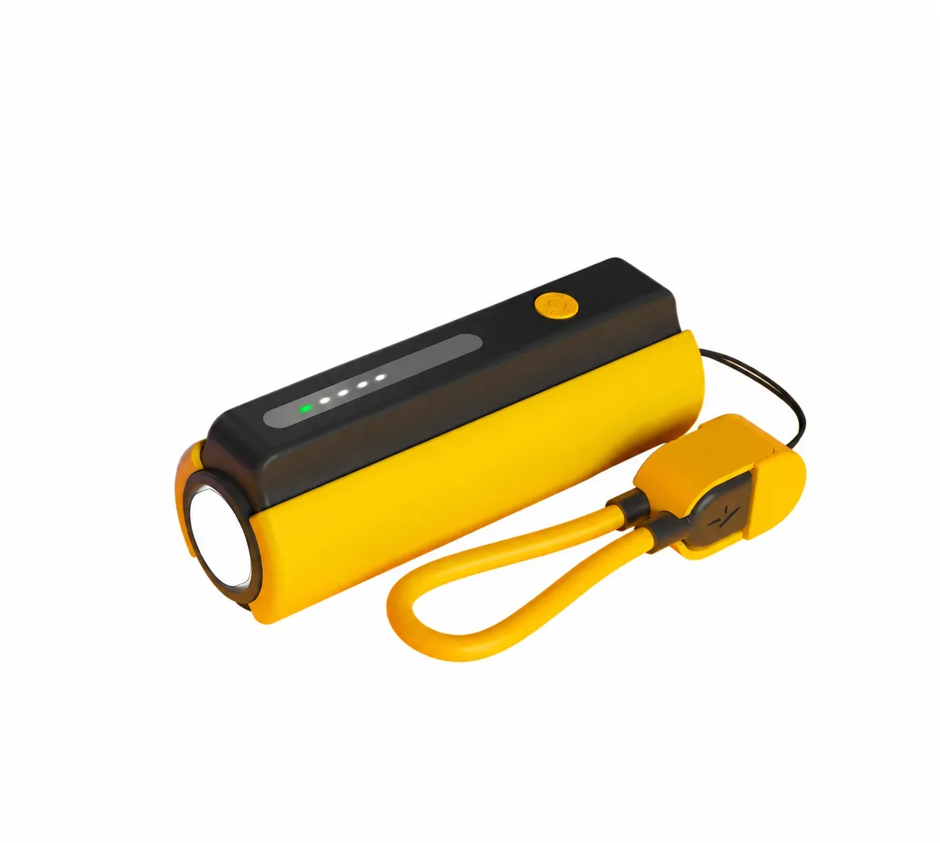 5000mAh Pocket Power Bank with Built-in Torch – 15W Fast Charging & Attached Type-C to Type-C Cable